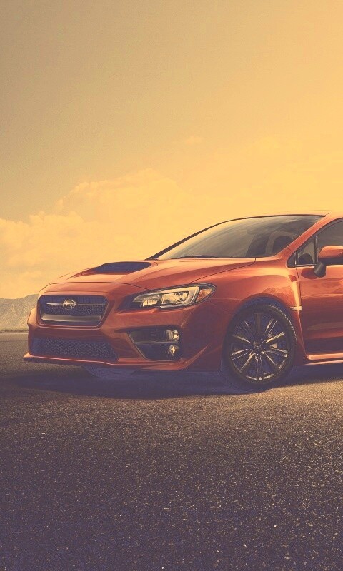 Subaru WRX на пустынной трассе обои