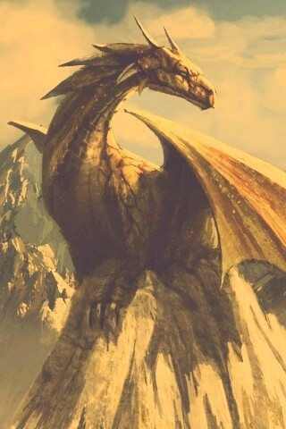 Дракон на вершине скалы обои