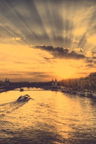 Закат над парижем HDR обои