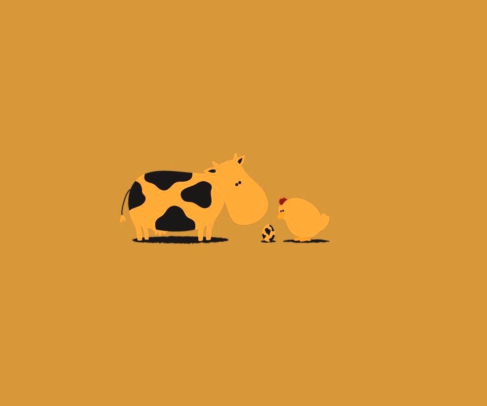 Корова + курица обои