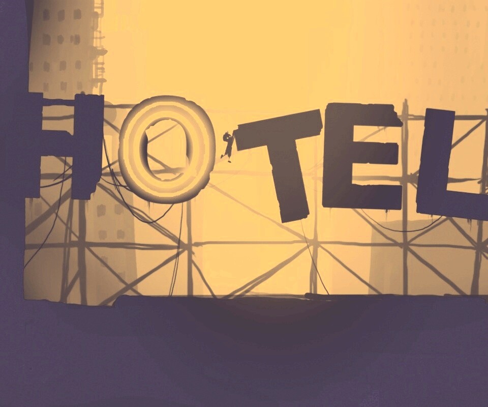 Мальчик из Limbo на вывеске "Hotel" обои