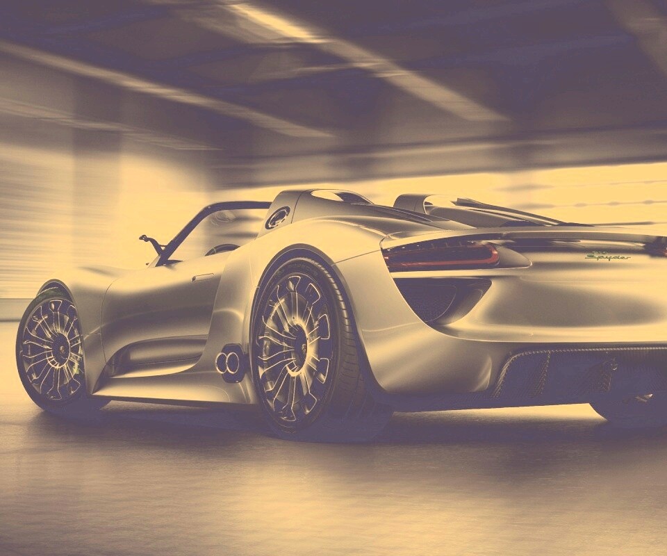 Porsche 918 Spider вид сзади обои