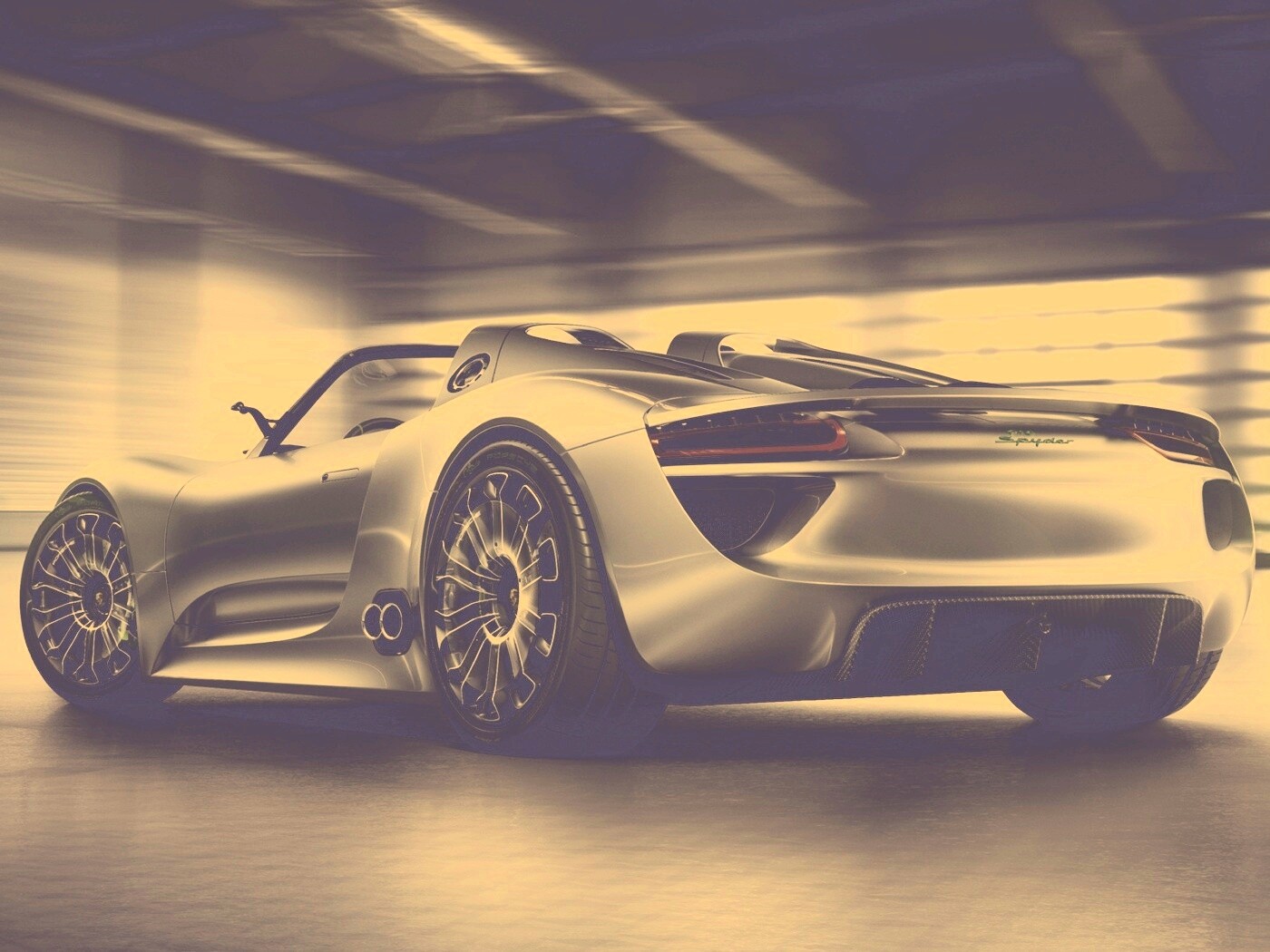 Porsche 918 Spider вид сзади обои