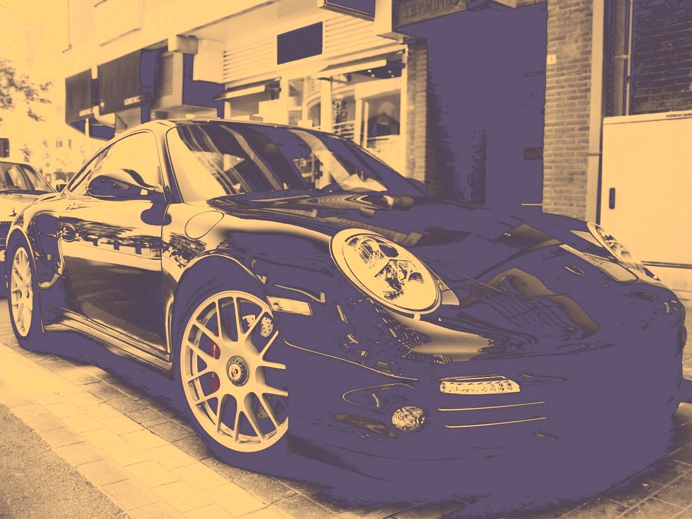 Чёрно-белое фото Porsche обои