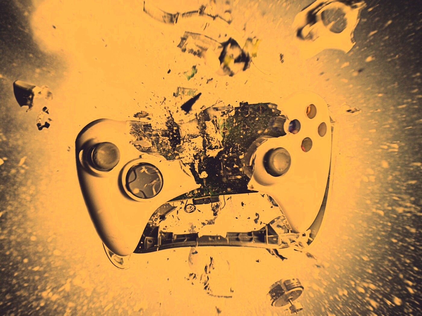 Взрывающийся белый контроллер xbox обои