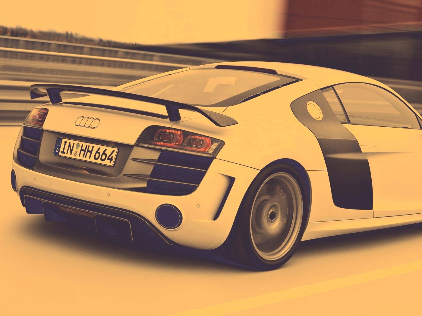Audi R8 на скоростной трассе обои