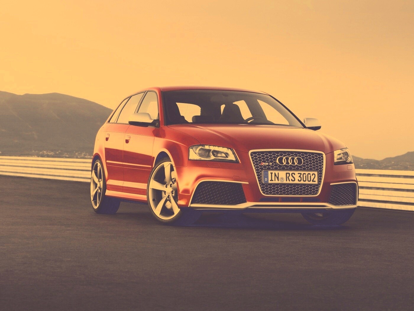 Красная Audi RS3 спереди обои
