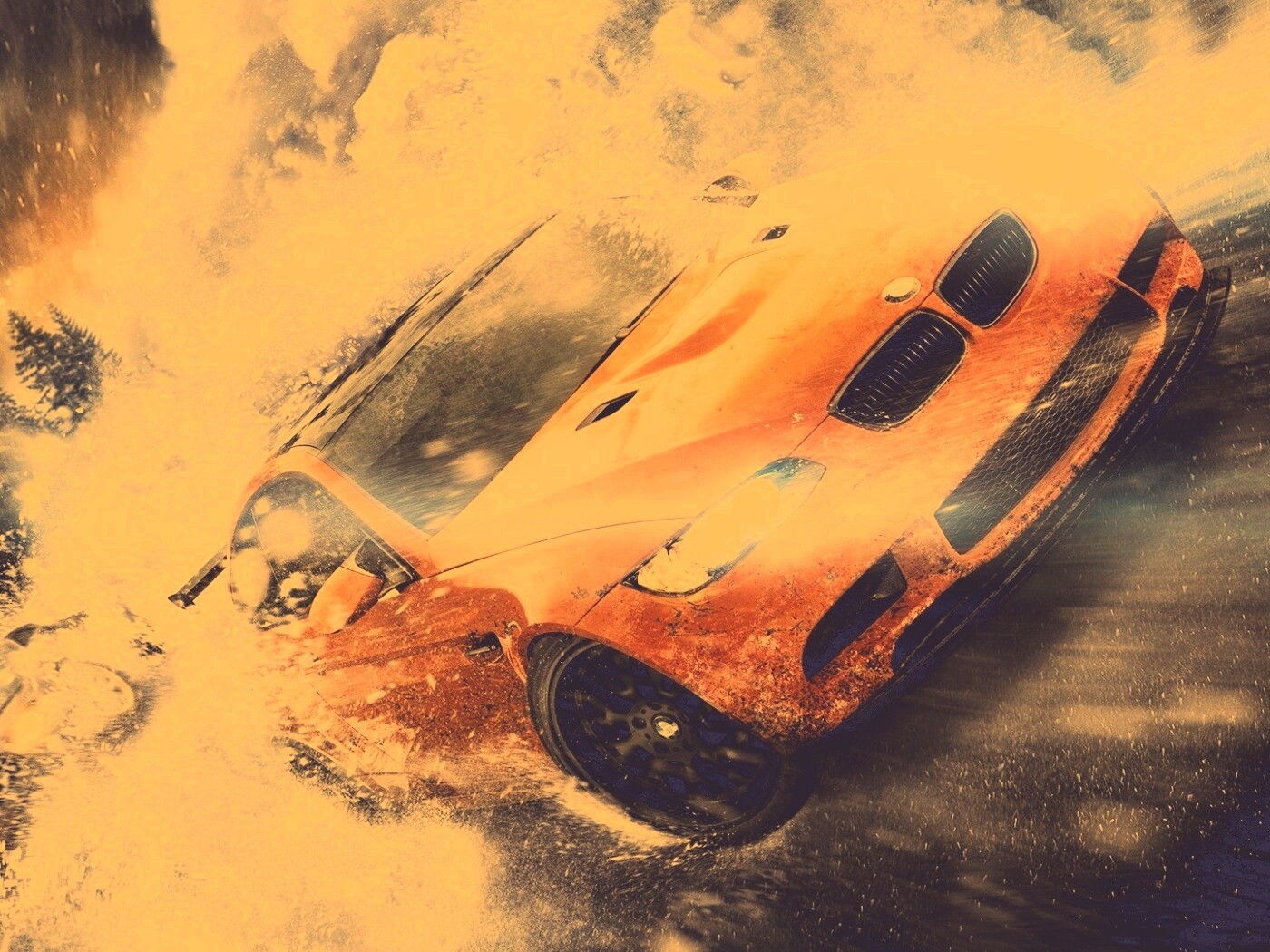 Погоня за оранжевым BMW обои