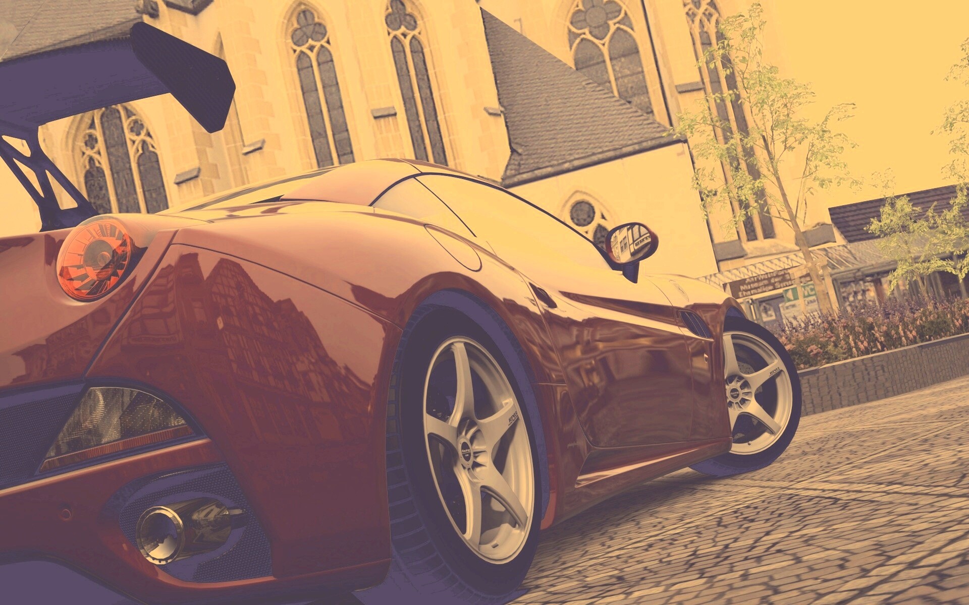 Ferrari на мостовой обои
