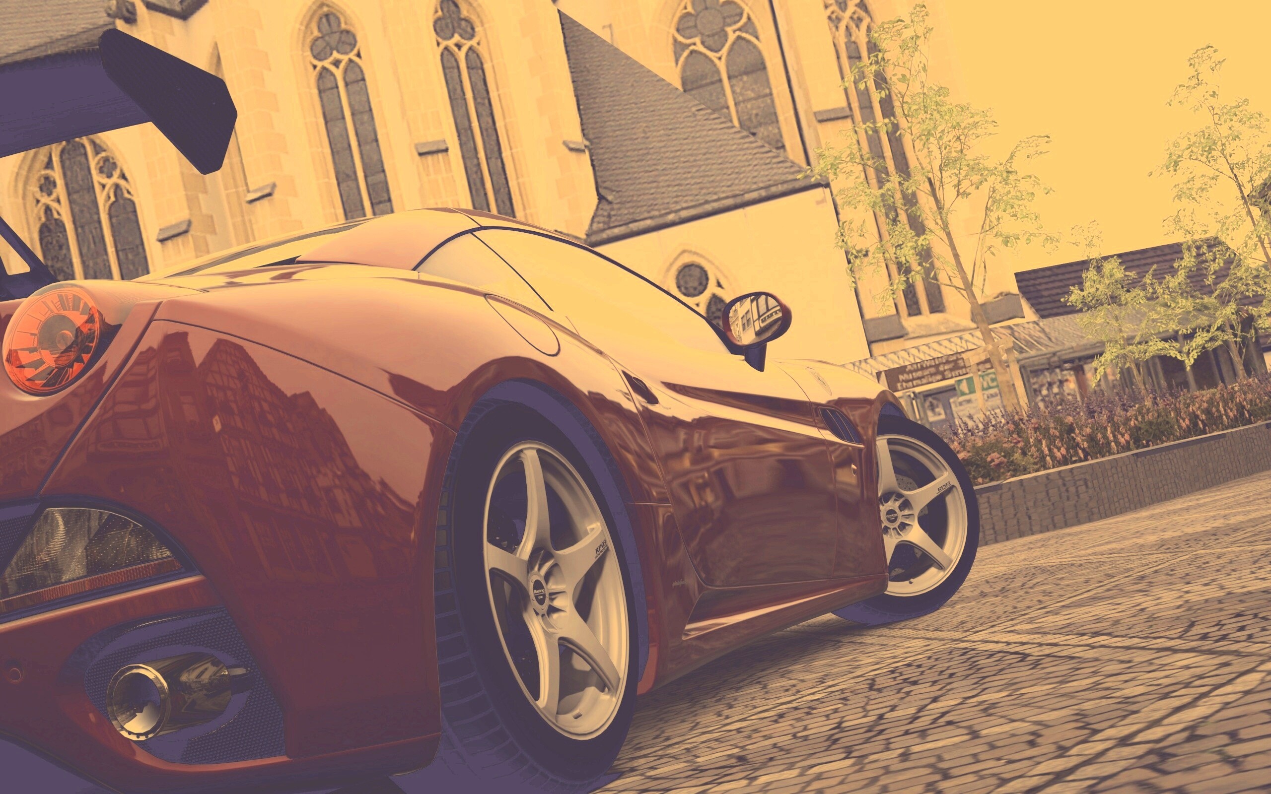 Ferrari на мостовой обои
