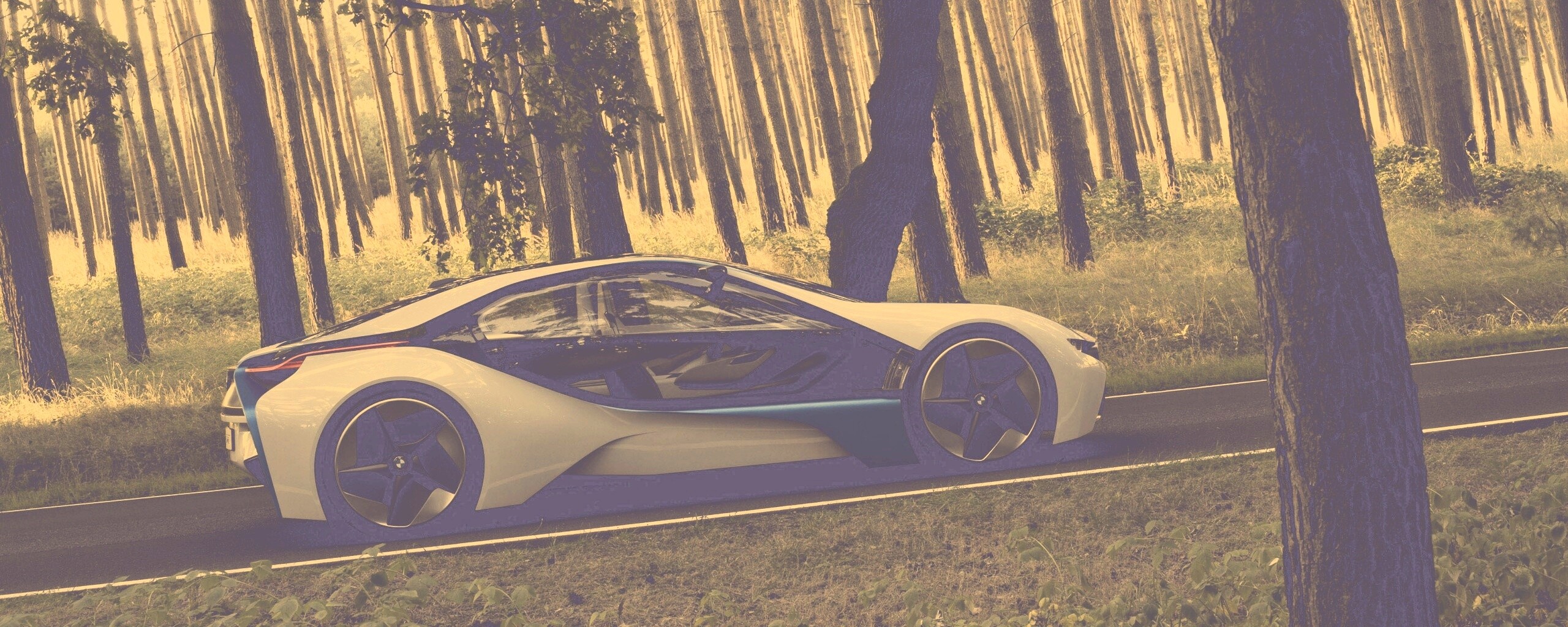 Спорткар BMW на лесной дороге обои