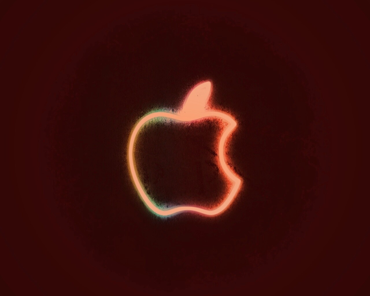 Неоновое лого Эпл обои