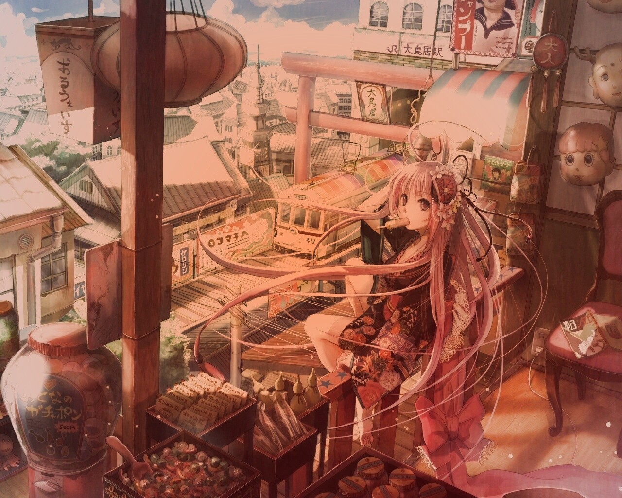 Девочка ест мороженное обои