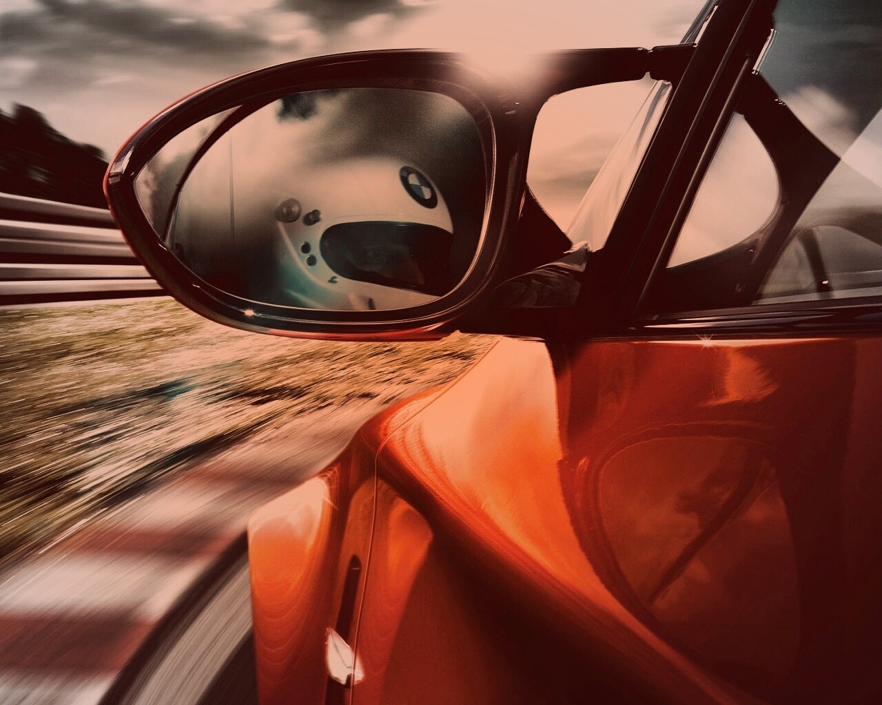 Отражение в боковом зеркале BMW M1 обои