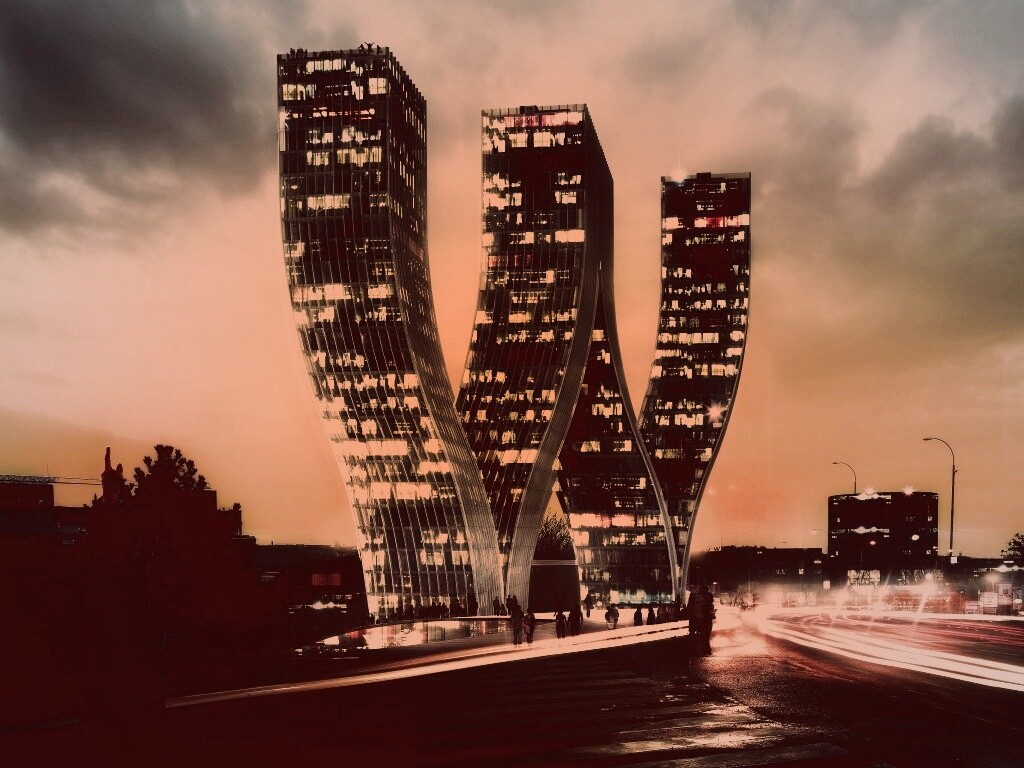 Здание в форме буквы W обои