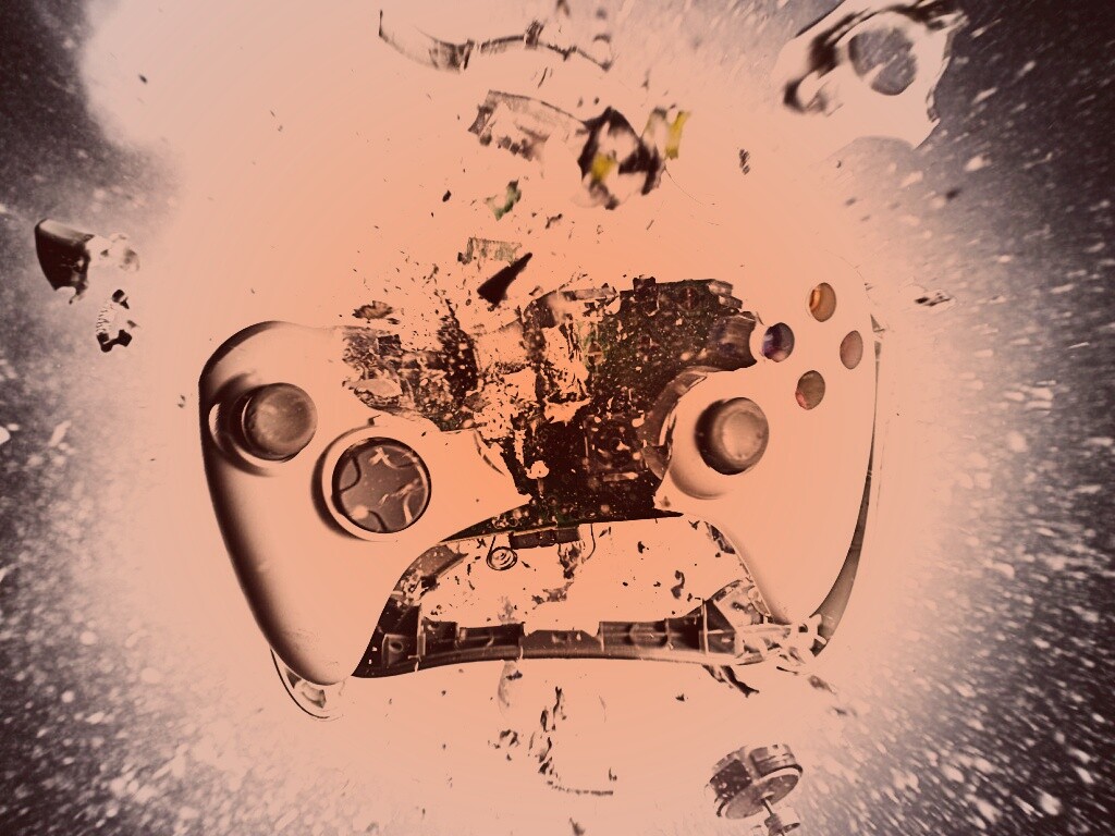 Взрывающийся белый контроллер xbox обои
