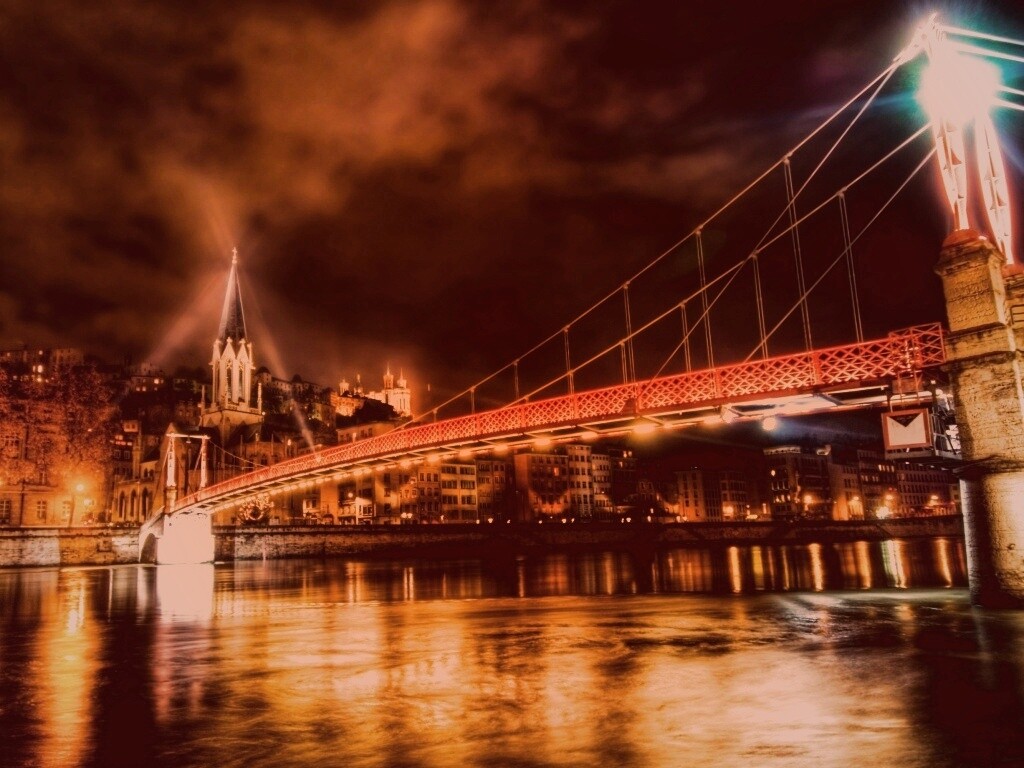 Ночная подсветка моста обои