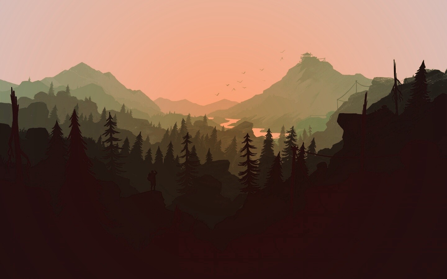 Зеленый Firewatch обои