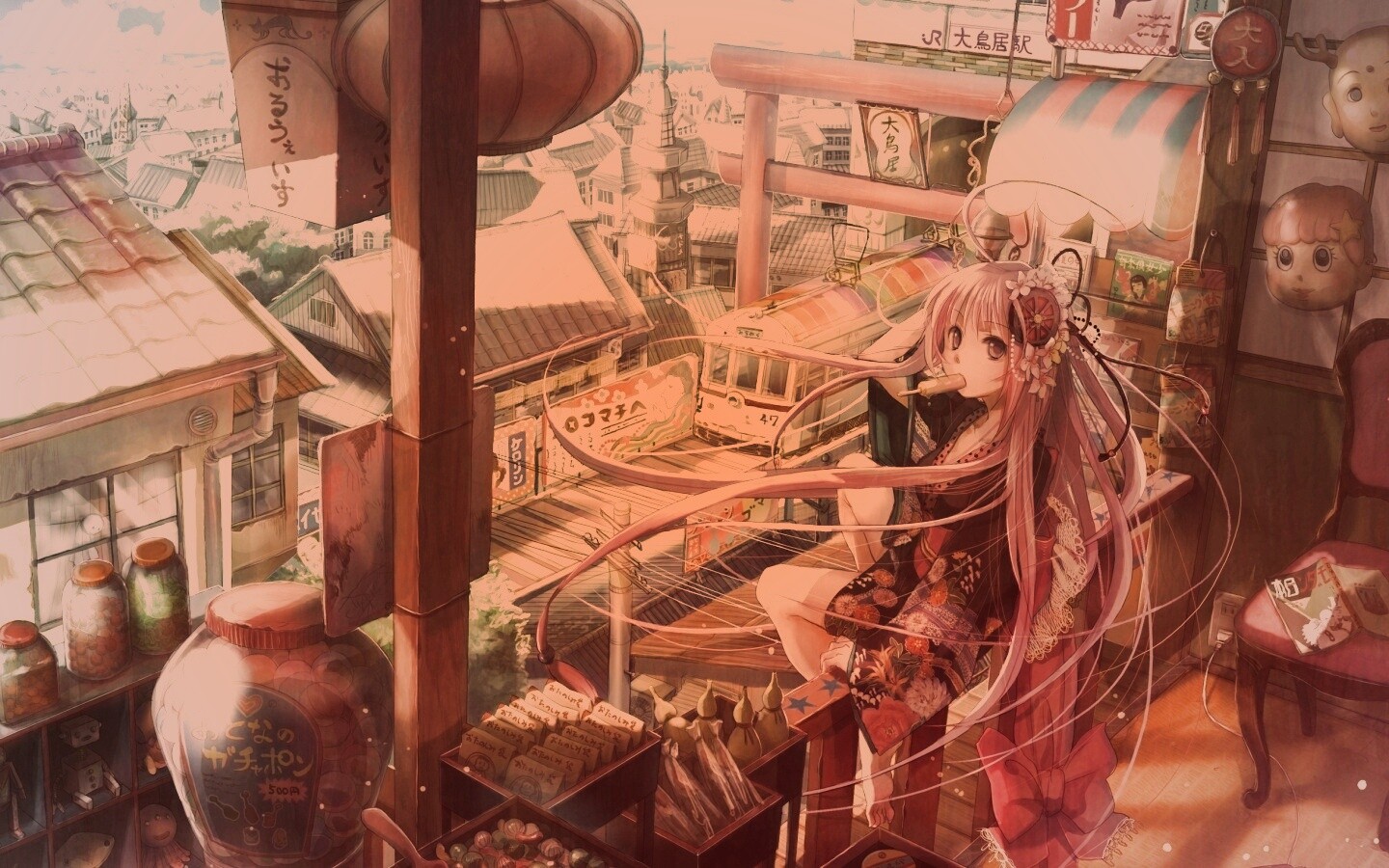 Девочка ест мороженное обои