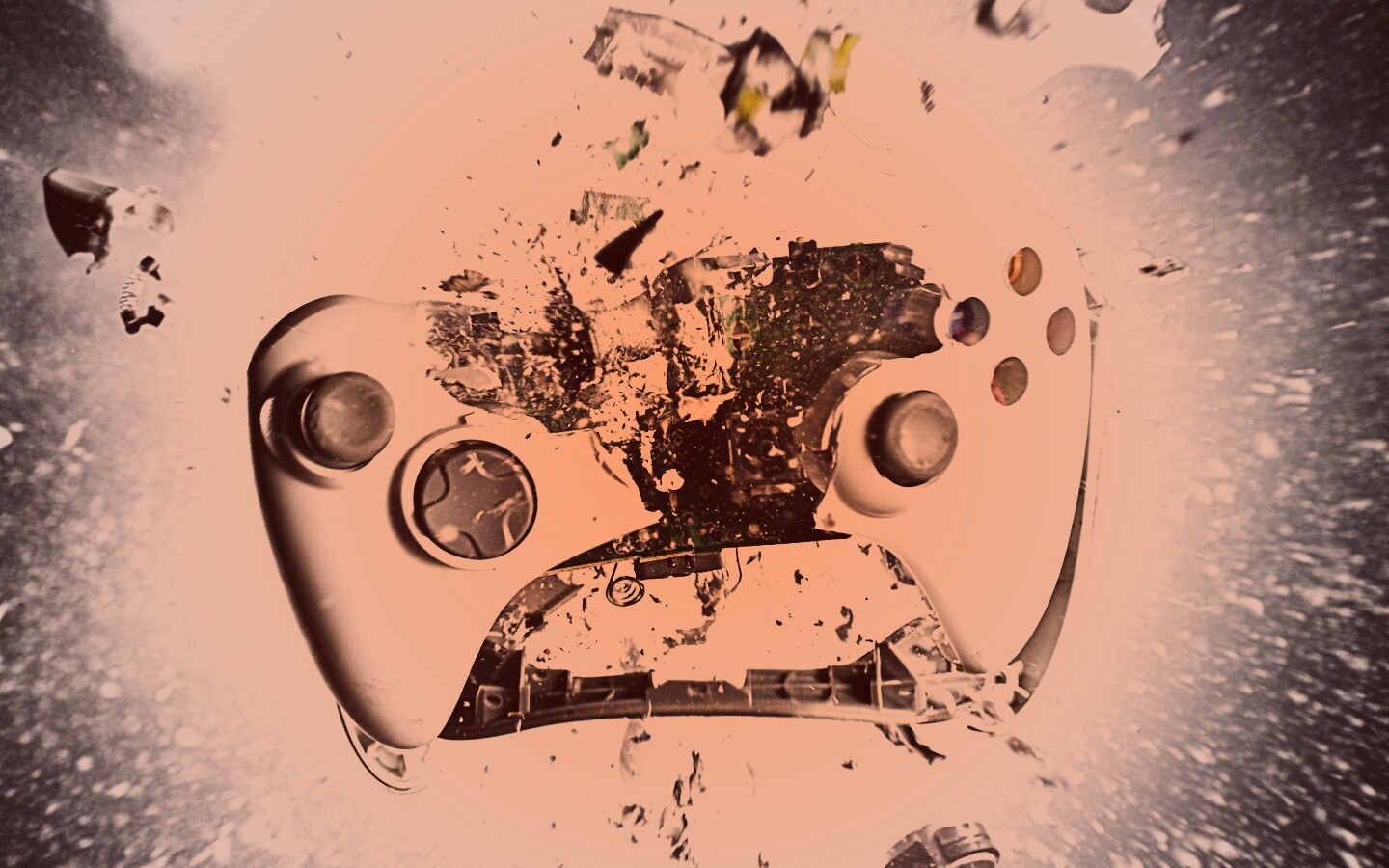 Взрывающийся белый контроллер xbox обои