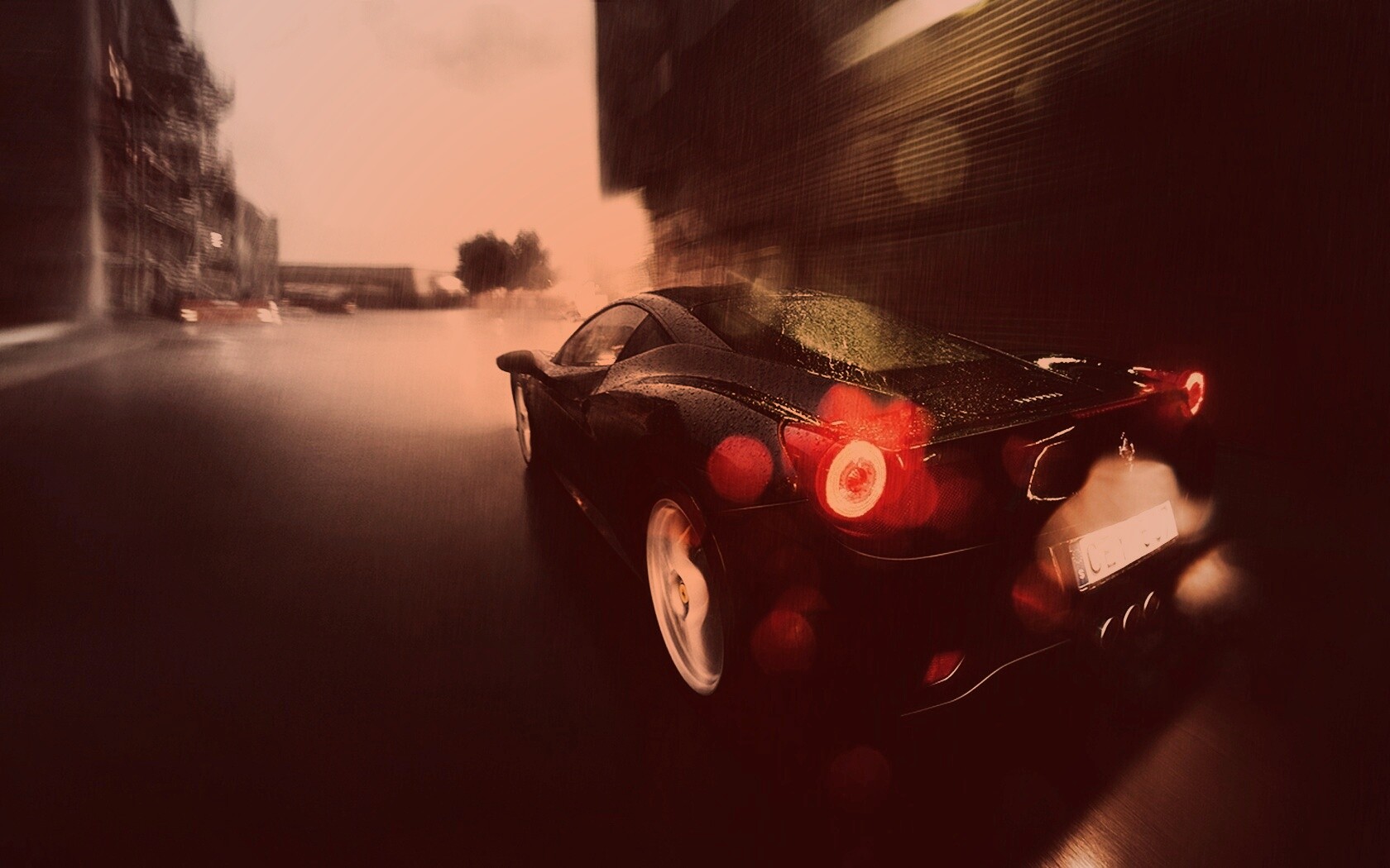 Ferrari под дождем обои