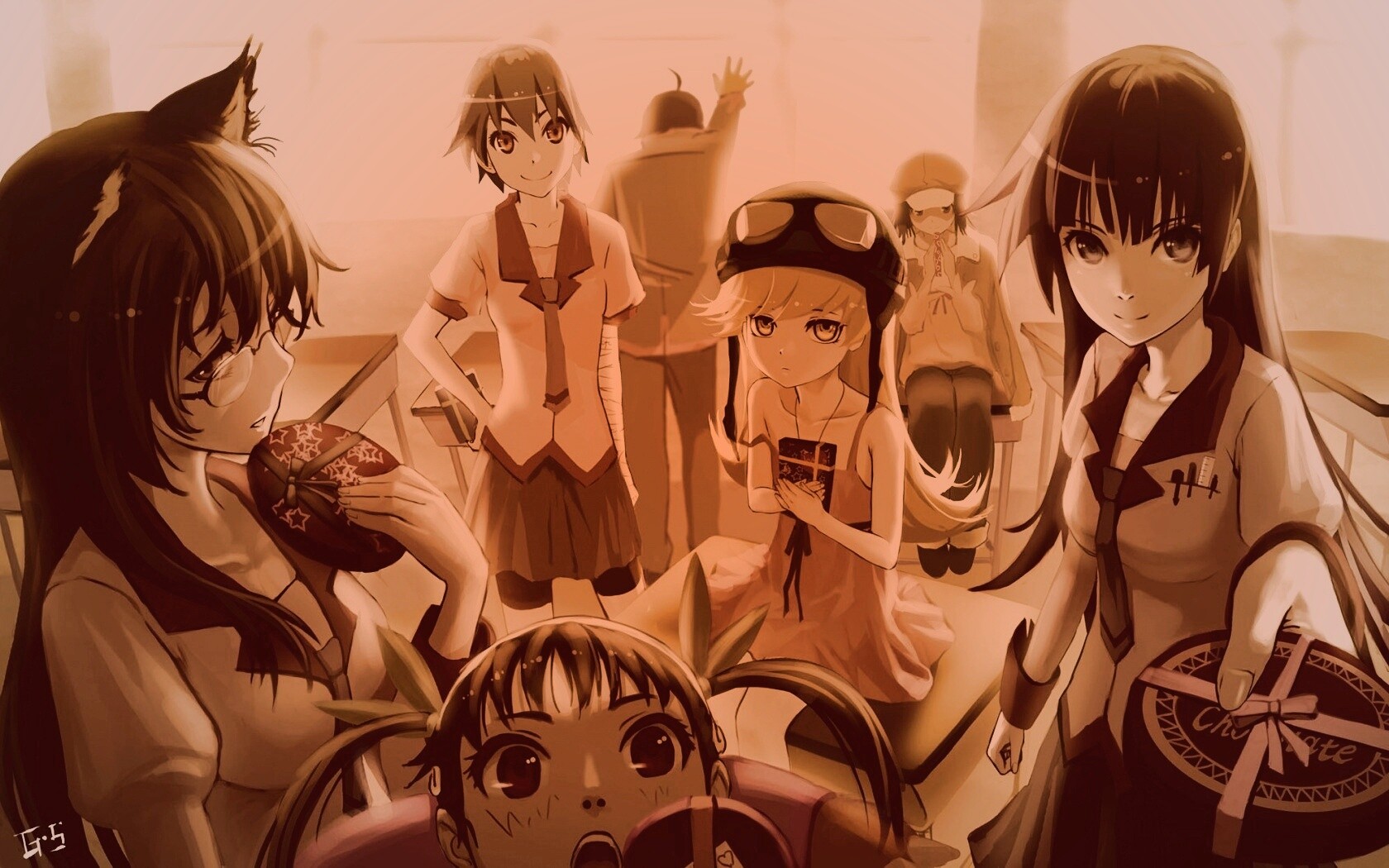 Девушки из Bakemonogatari обои