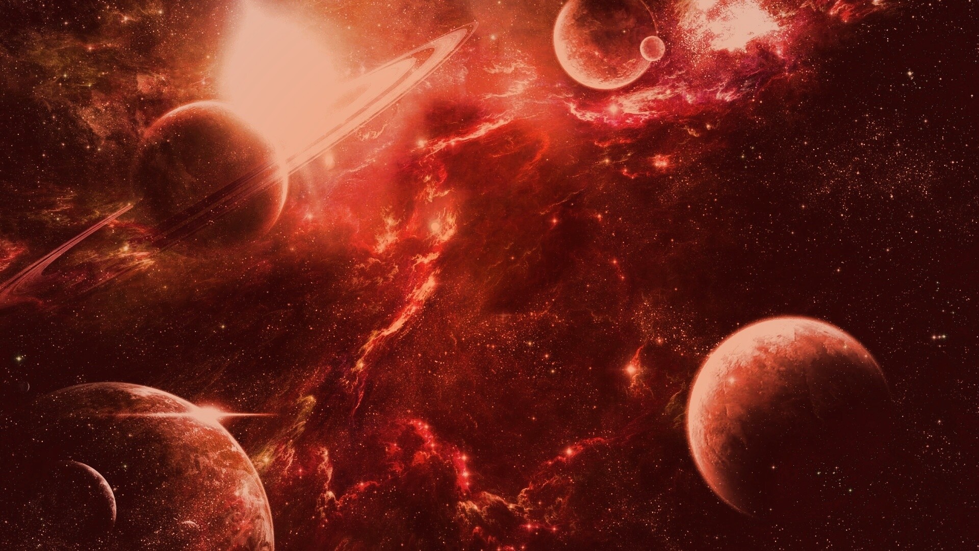 Красные оттенки космоса обои