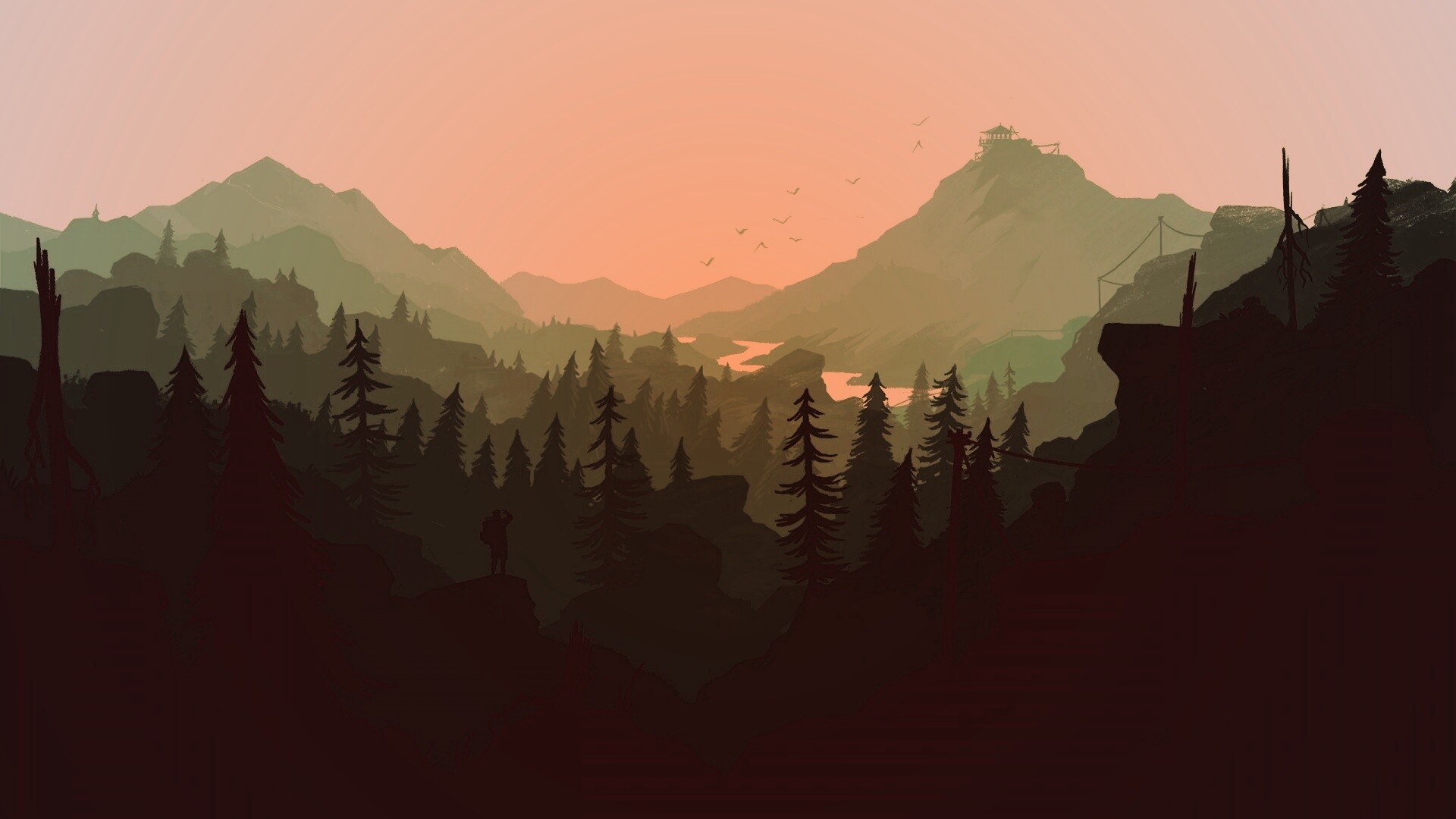 Зеленый Firewatch обои