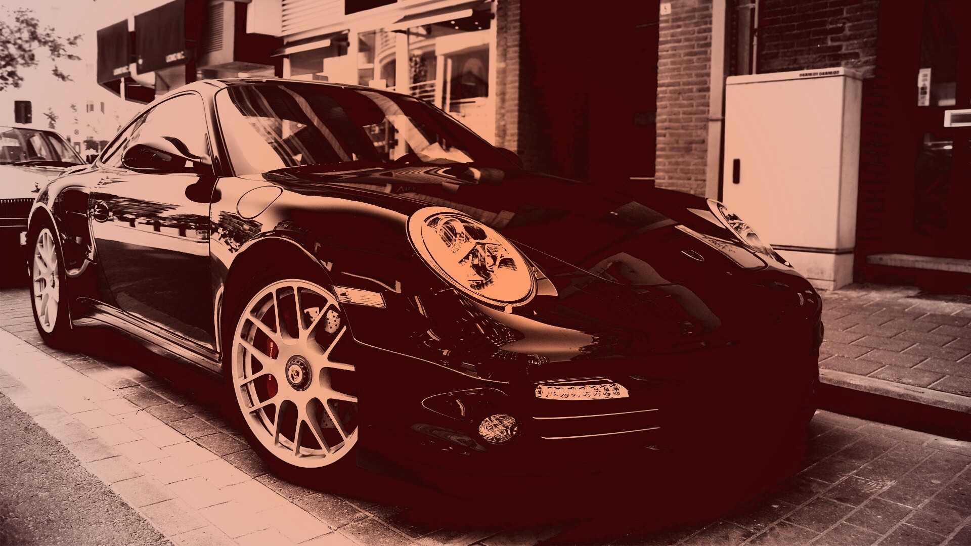 Чёрно-белое фото Porsche обои
