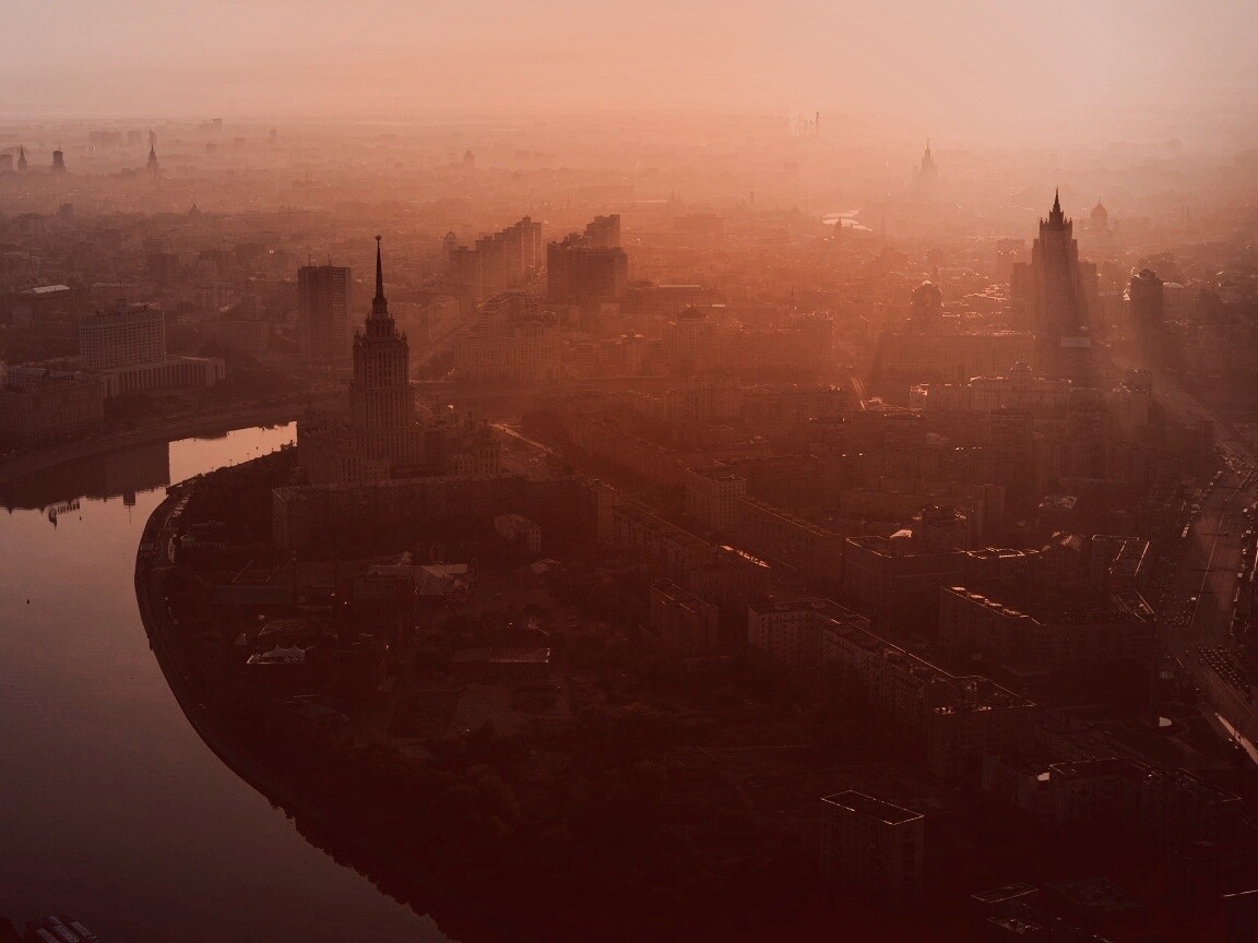 Москва в тумане обои