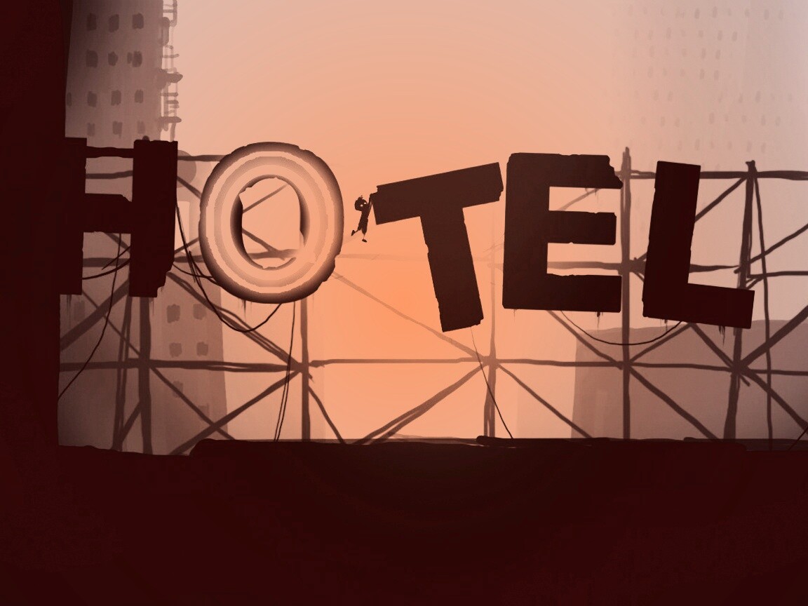Мальчик из Limbo на вывеске "Hotel" обои