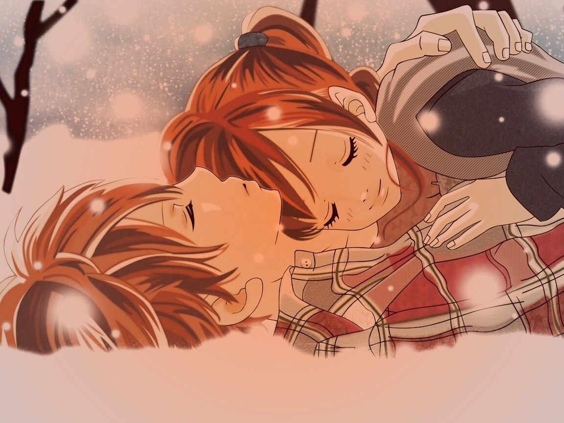 Двое на снегу из Bokura Ga Ita обои