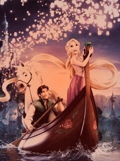 Рапунцель и Флин на лодке обои
