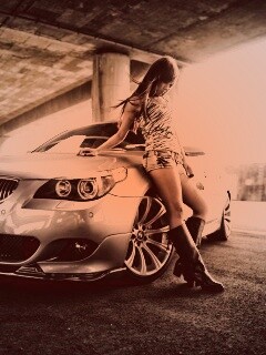 Девушка у BMW обои