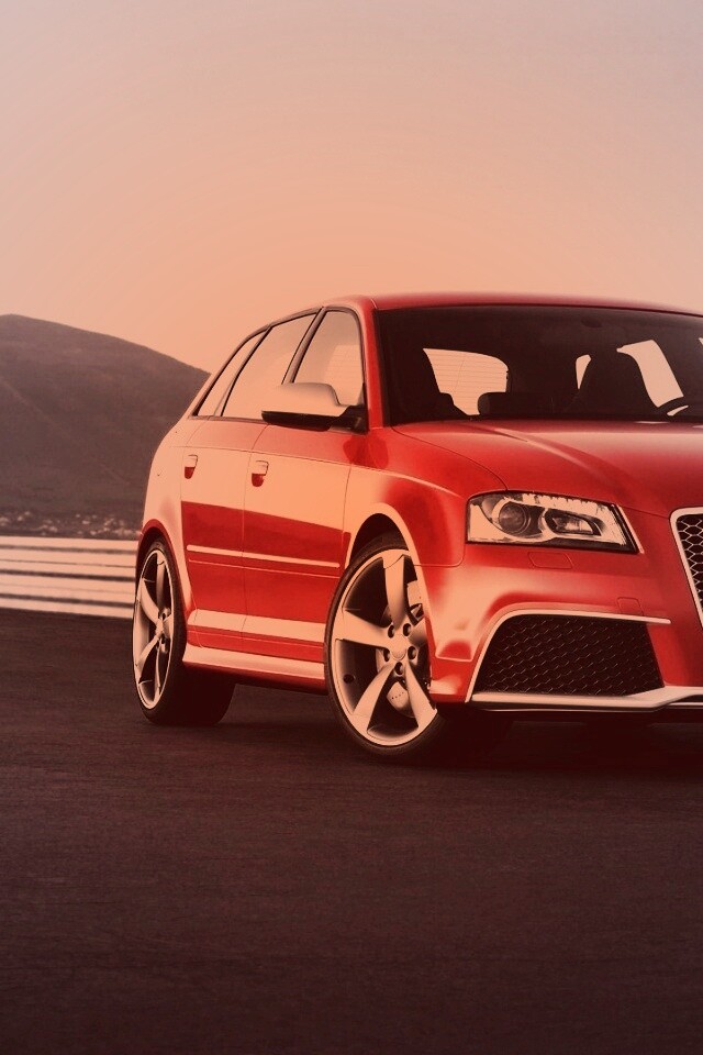 Красная Audi RS3 спереди обои