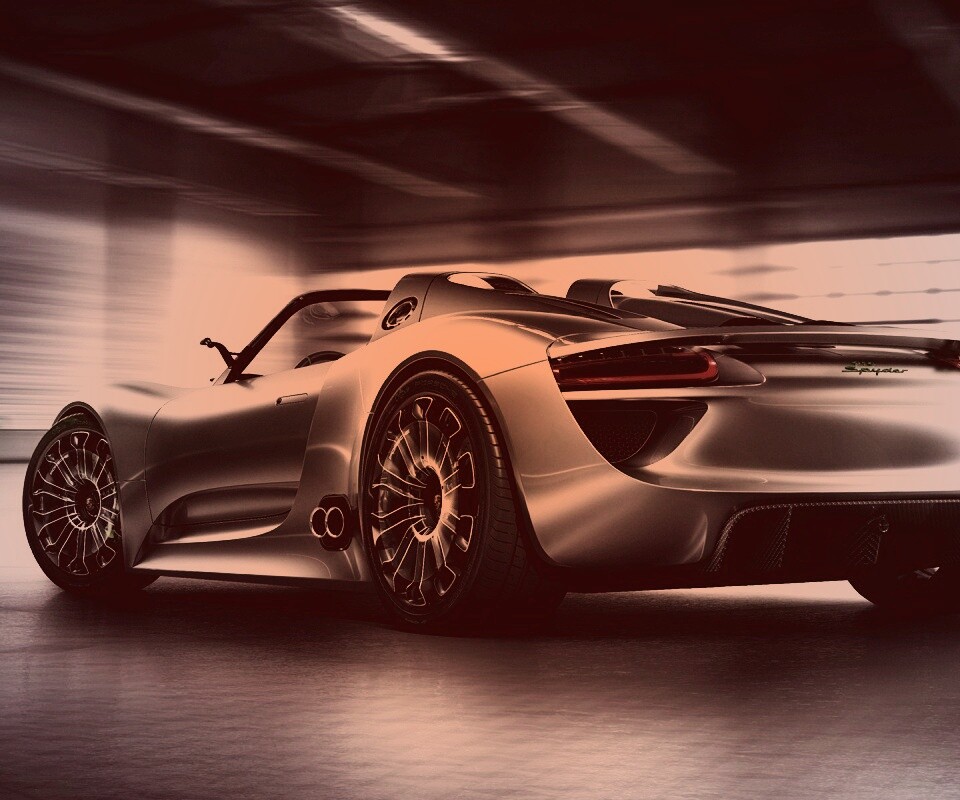 Porsche 918 Spider вид сзади обои