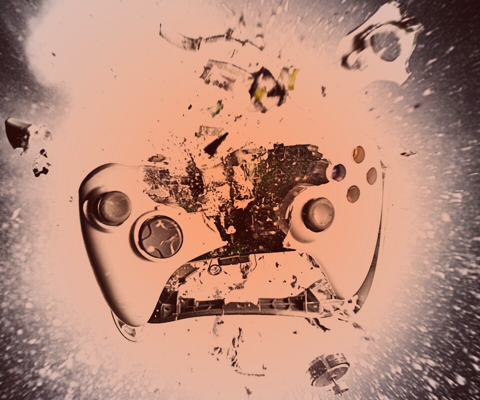 Взрывающийся белый контроллер xbox обои