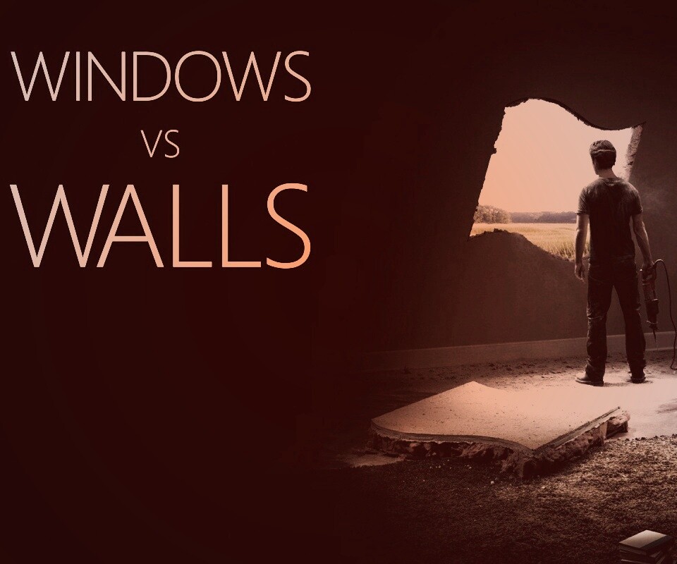 Windows против стен обои