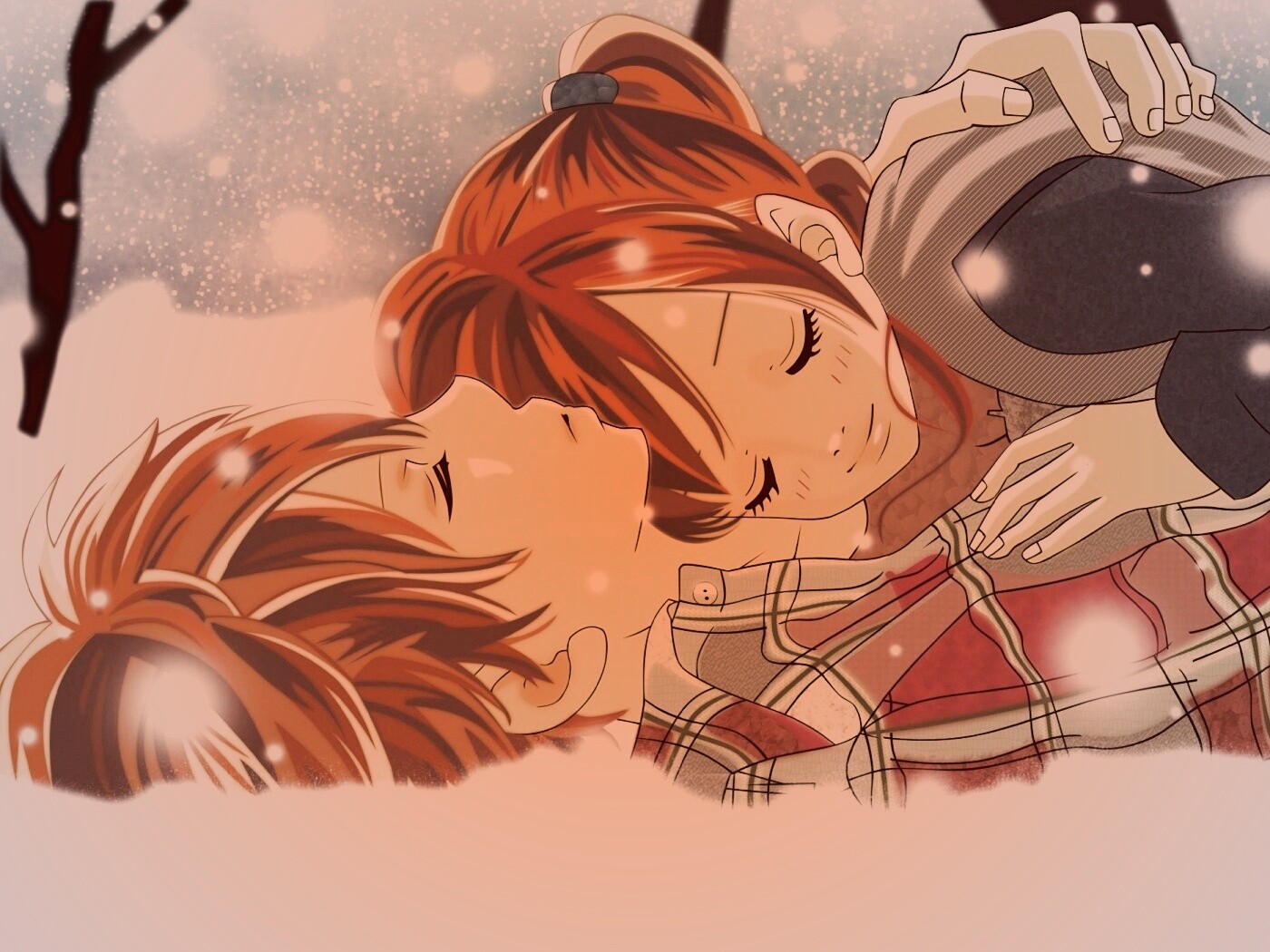 Двое на снегу из Bokura Ga Ita обои