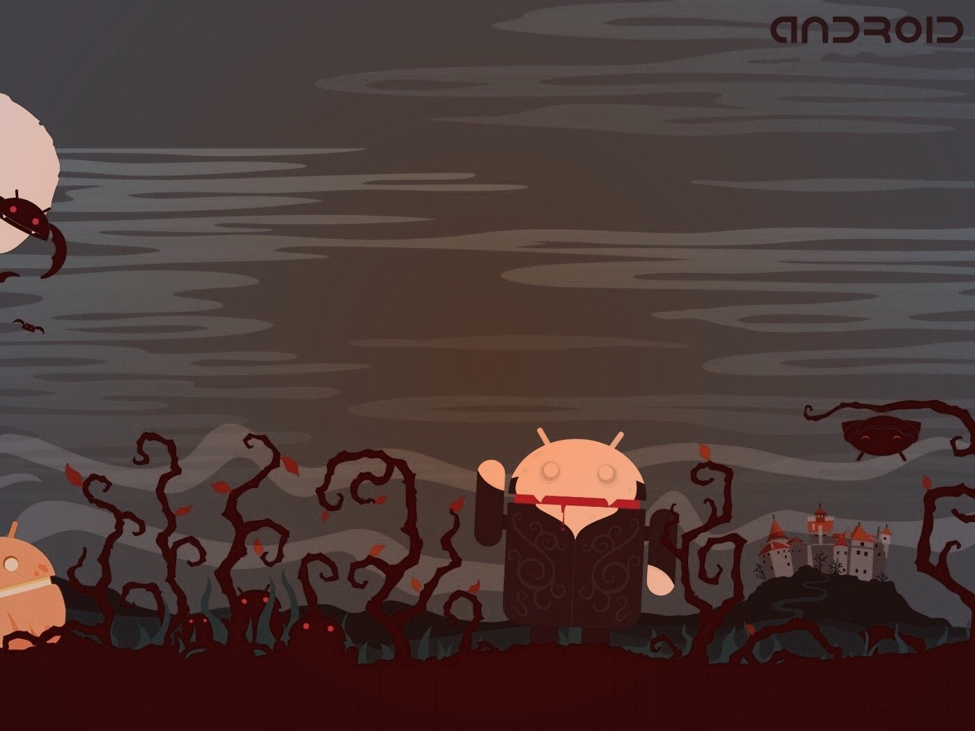 Хэллоуин в стиле Google Android обои