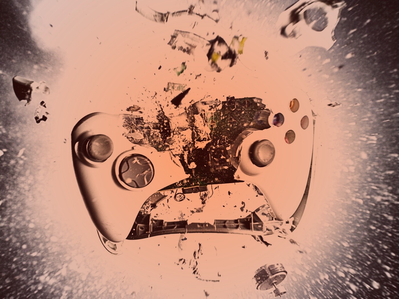 Взрывающийся белый контроллер xbox обои