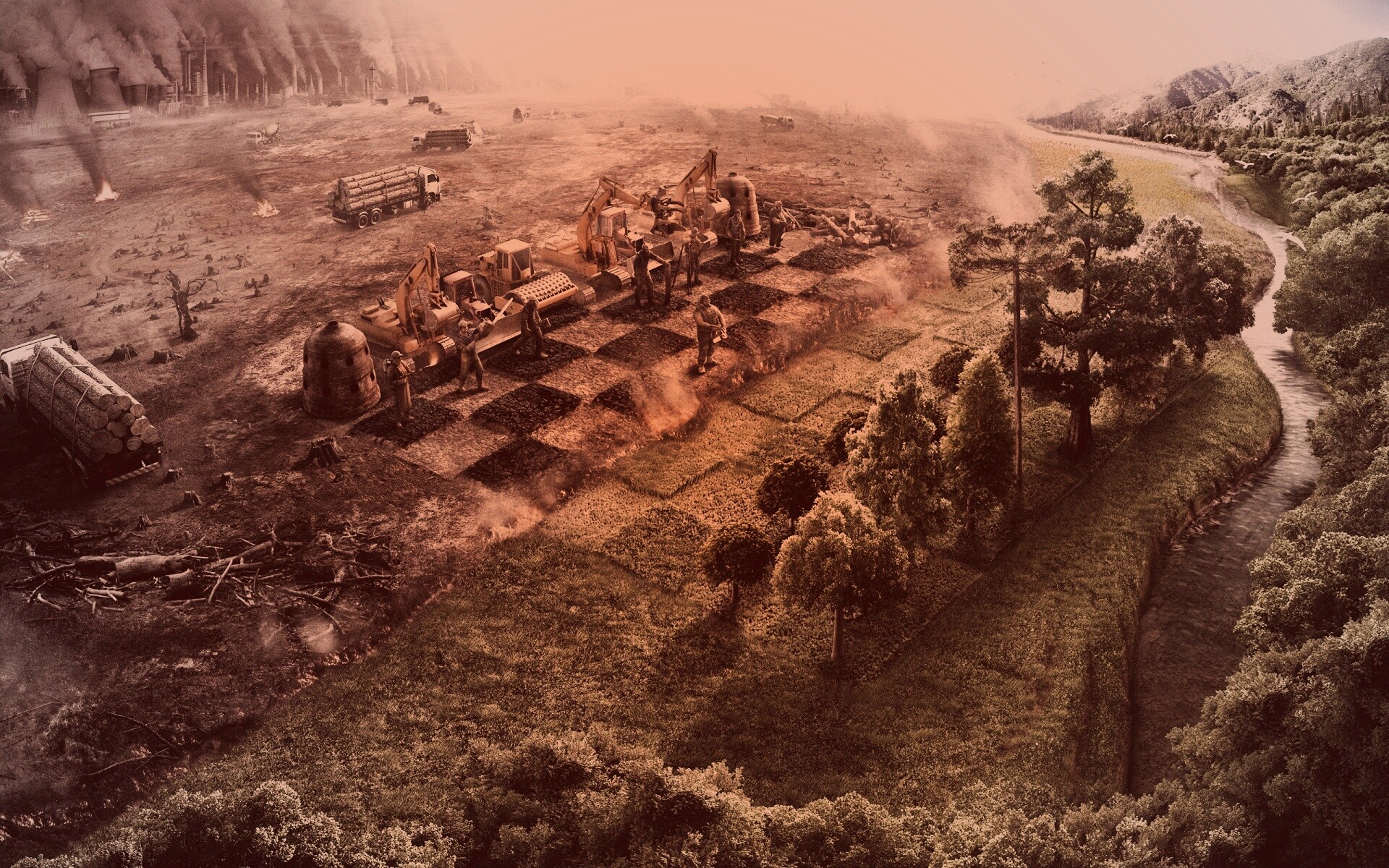 Цивилизация против природы обои