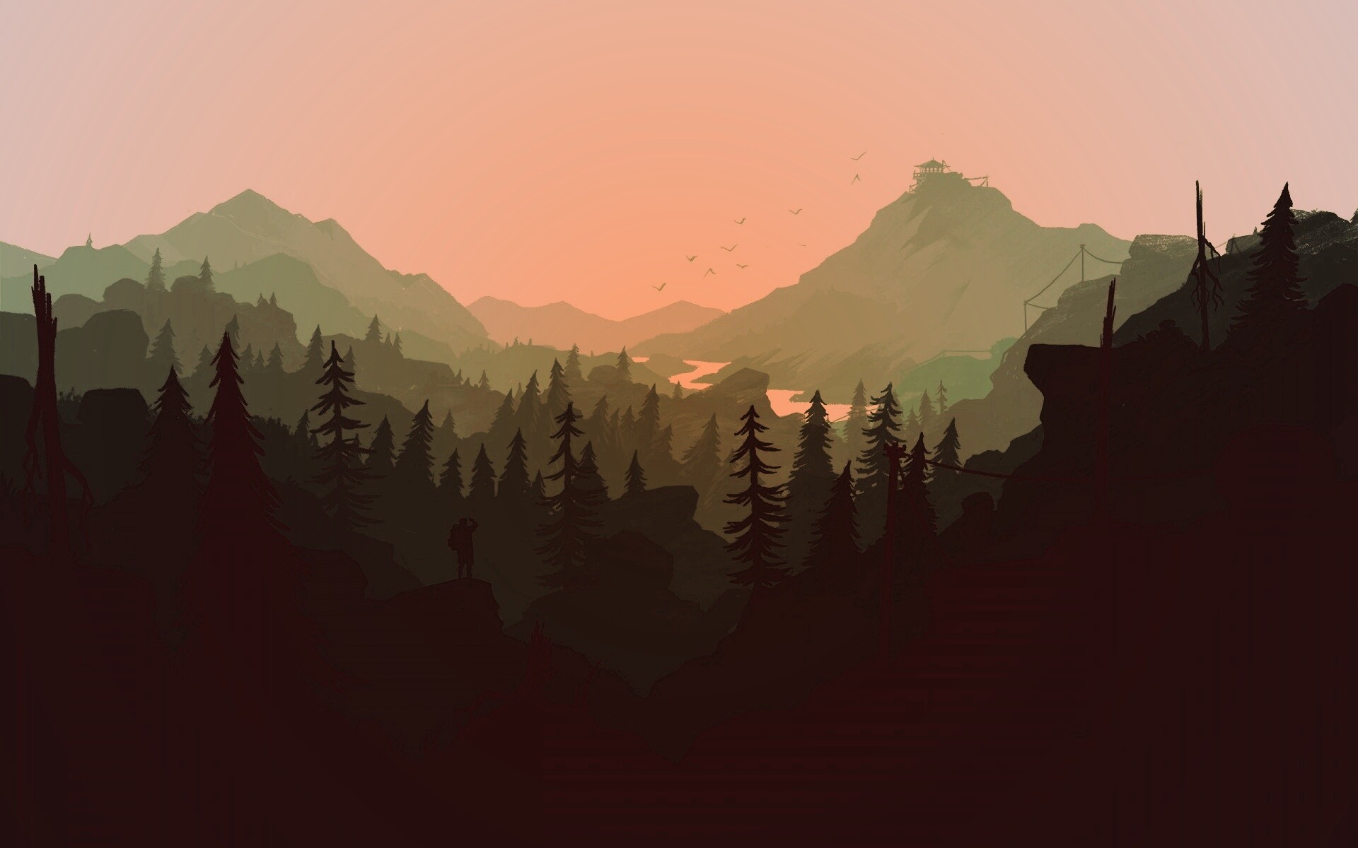 Зеленый Firewatch обои