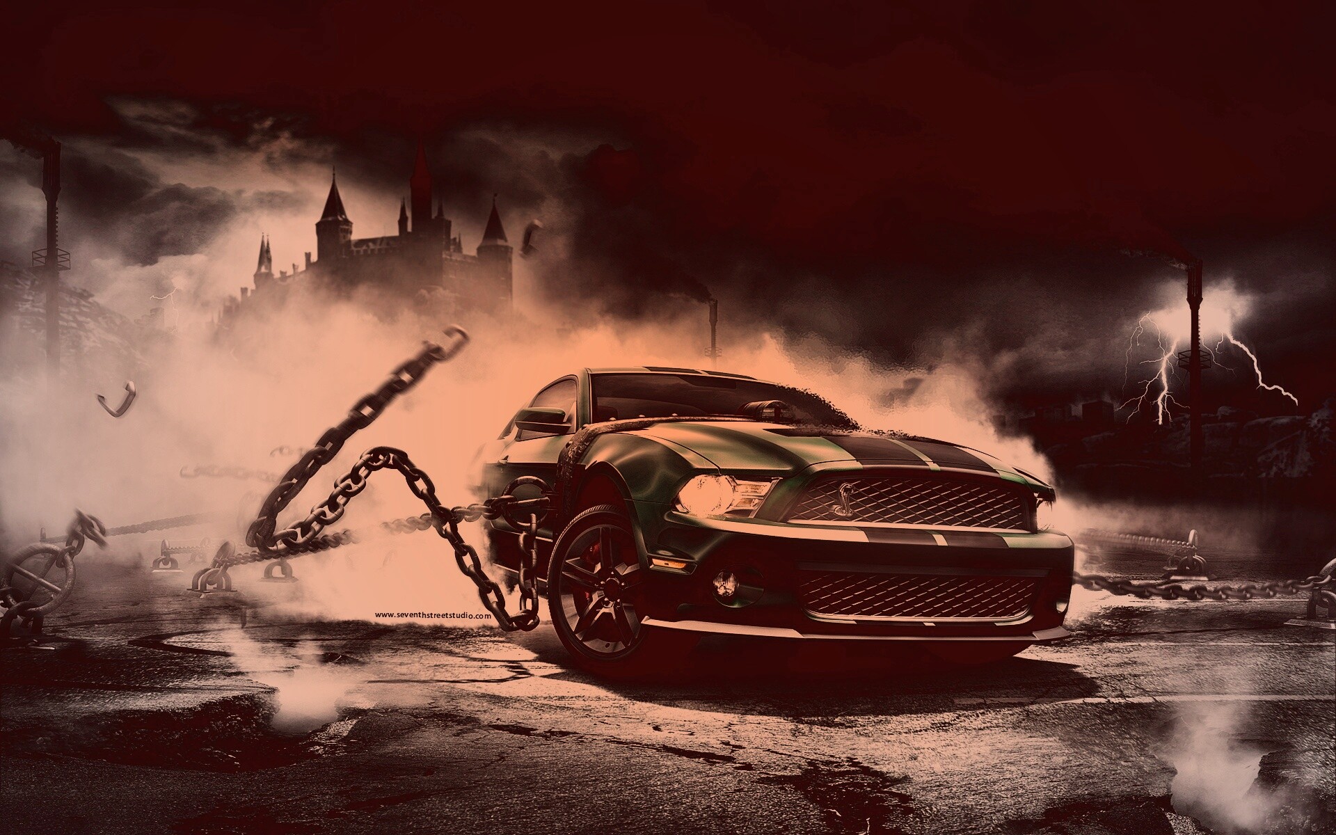 Ford Mustang рвёт цепи обои