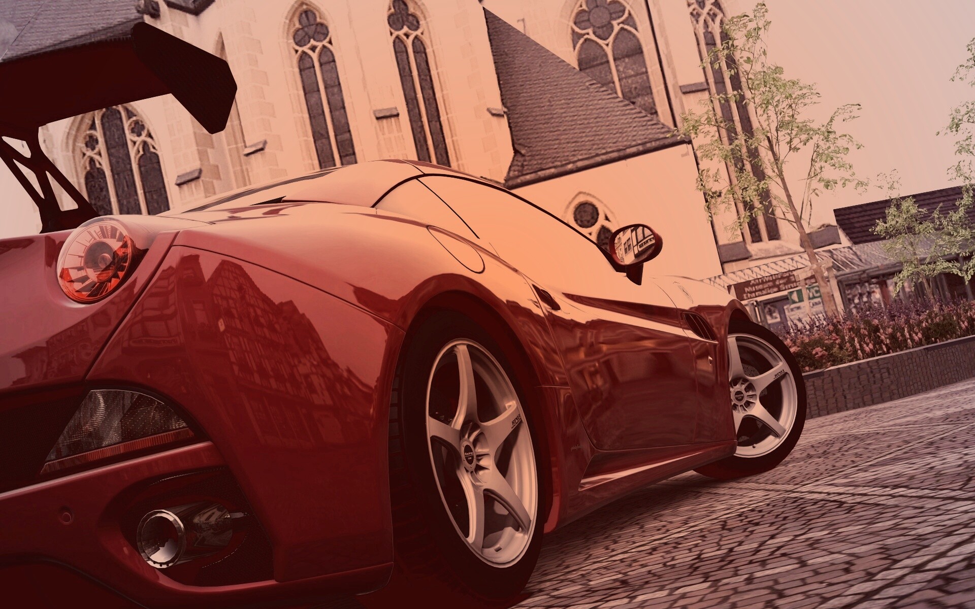 Ferrari на мостовой обои
