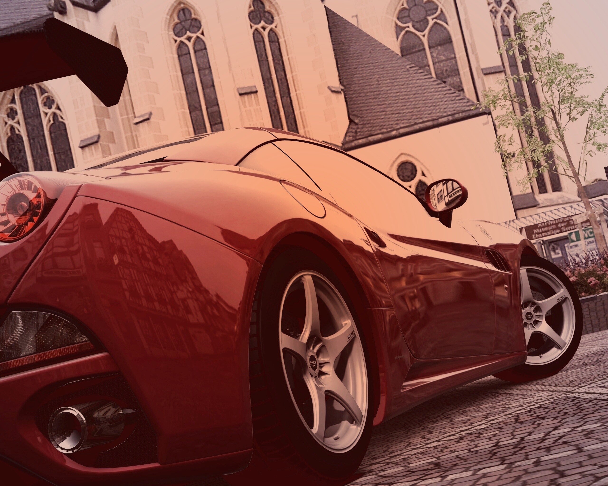 Ferrari на мостовой обои