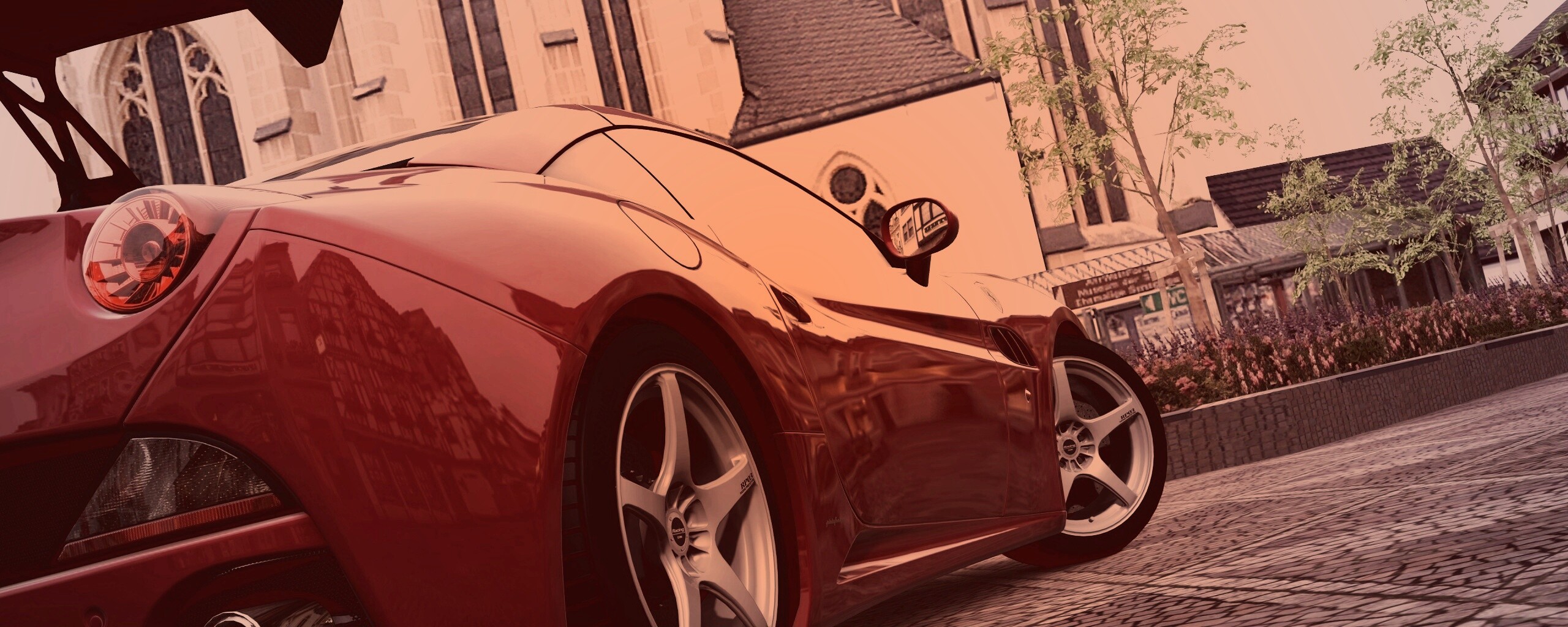Ferrari на мостовой обои