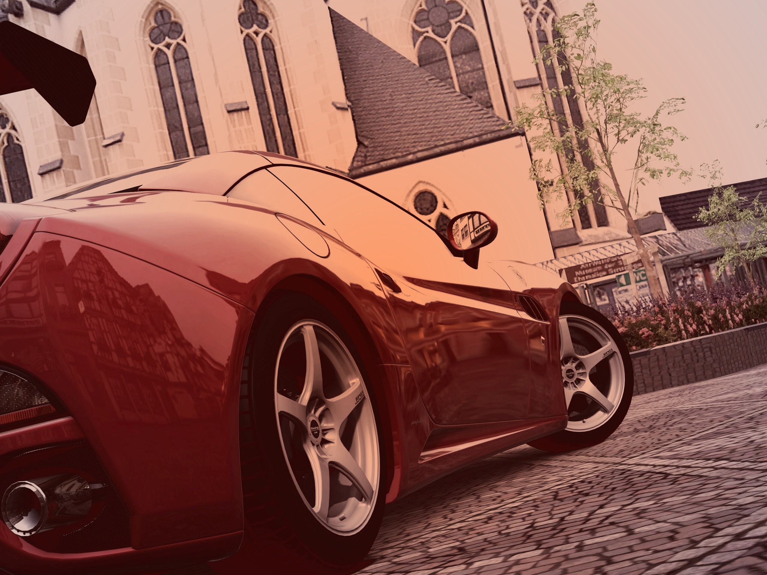 Ferrari на мостовой обои