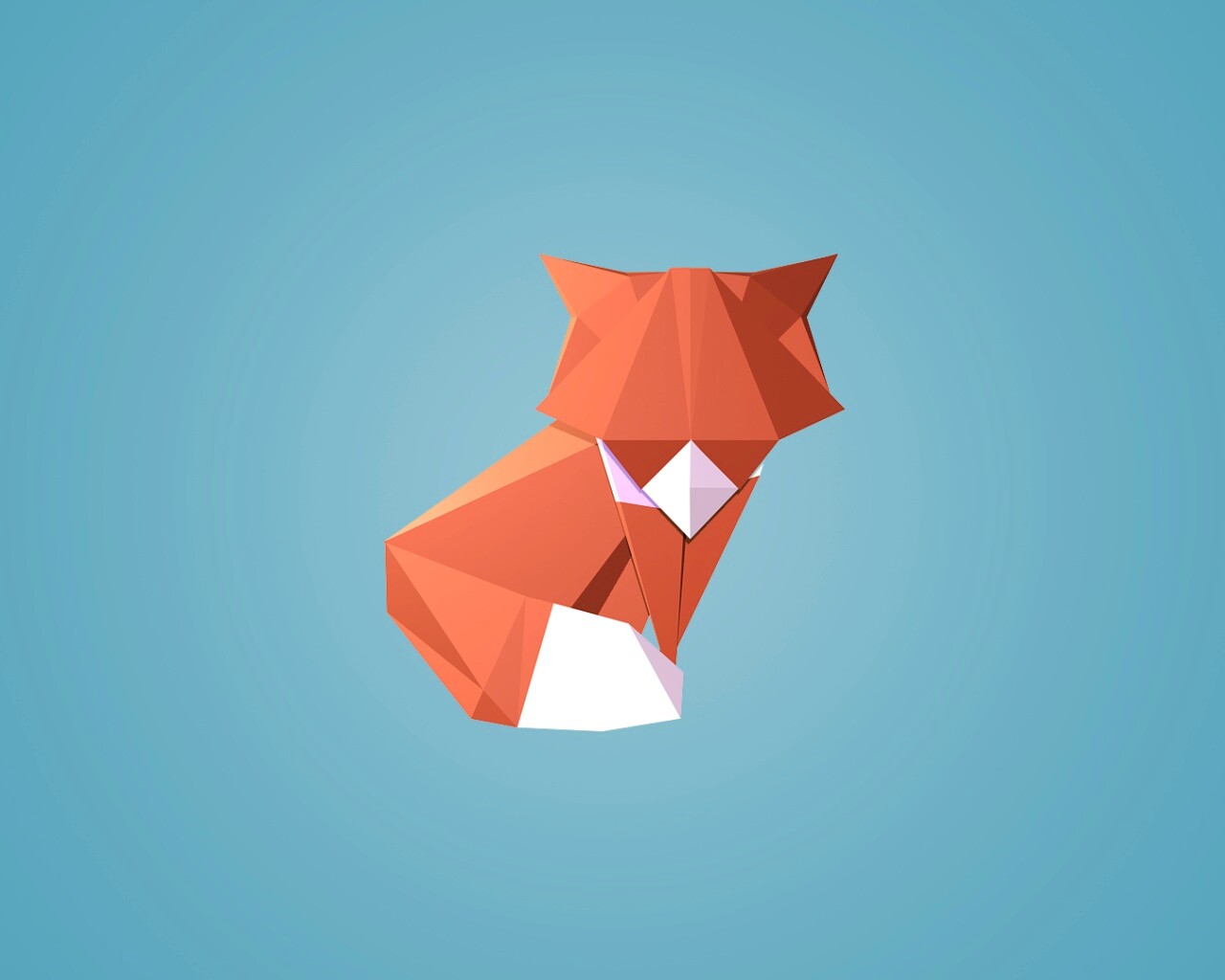Origami fox обои