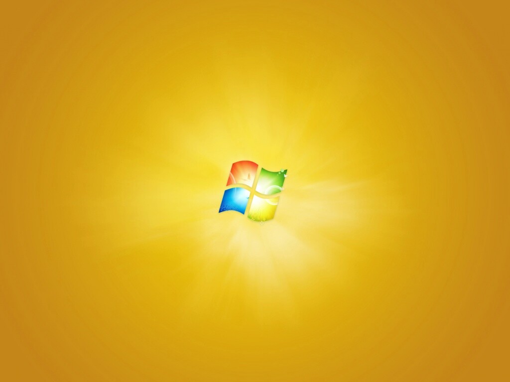 Яркий желтый логотип Windows 7 обои